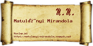 Matulányi Mirandola névjegykártya
